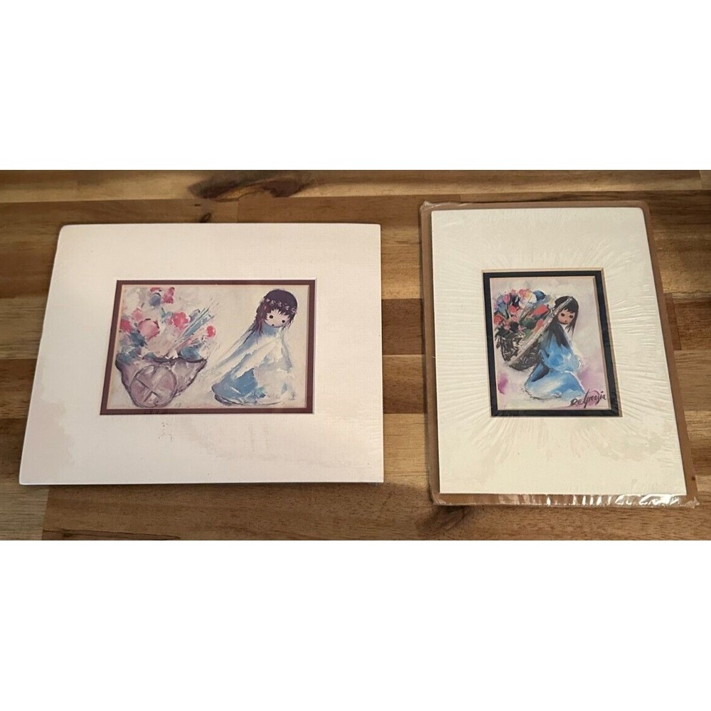 Vintage DeGrazia Beautiful Burden & Flowers Galore Mat Prints Signed